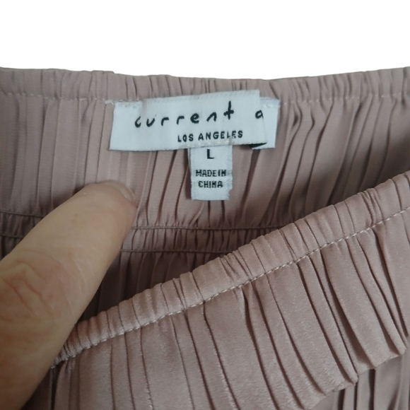 Anthropologie- Current Air Rosarita Skirt Pleated Smocked Waist Midi in Plum - Picture 6 of 9